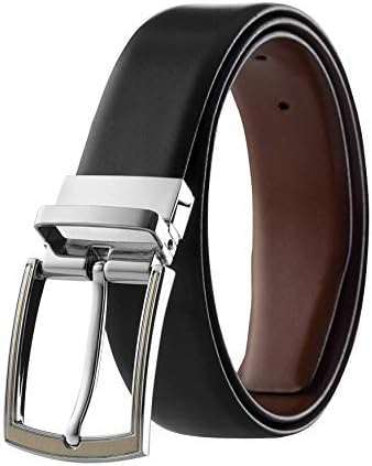 Eliz Luxe Reversible Classic Dress Belt Italian Top Grain Leather Black & Brown