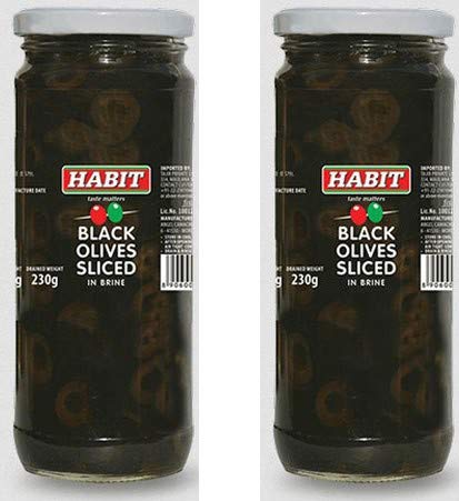 HabitBlack Olives Sliced in Brine, 430g (Pack of 2)