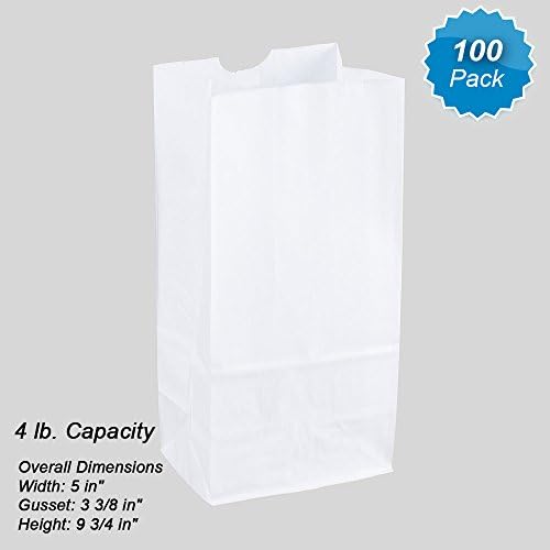 White Paper 4 lb Bags Great for Sandwiches, Food To-Go, School Lunches, Arts and Crafts 100 pack