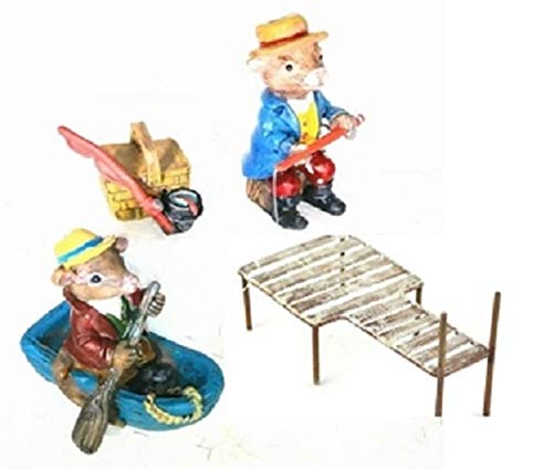 Miniature Mouse Rowing Boat Fairy Garden Decor - Resin Figurine For Tiny Gardens & Displays