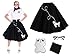Hip Hop 50's Shop 1950s Adult 4 Piece Poodle Skirt Costume Outfit for Women with Accessories (glasses, socks, scarf) (XLarge/XXLarge, Black and White)