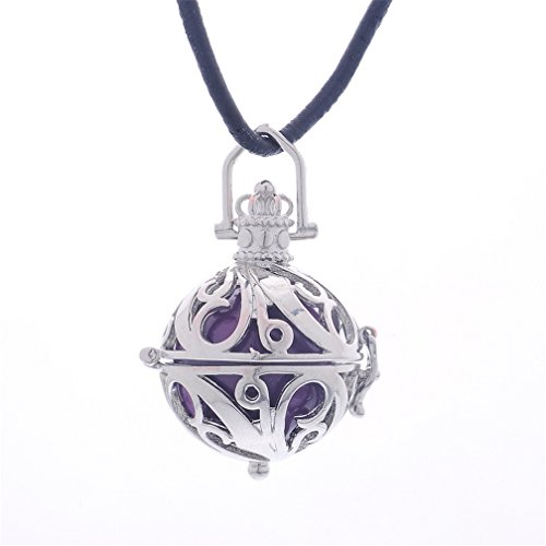 MJartoria Silver Color Filigree Cage Purple Music Chime Prenatal Education Baby Caller Pregnancy Necklace