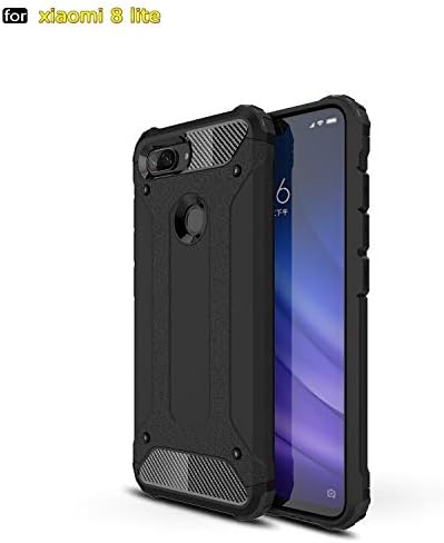 JINXIUS for Phone Cases Cover, Xiaomi Mi8 Lite case,Dual Layer Heavy Duty Hybrid Armour Tough Style Shockproof PC+TPU Protective Hard Case for Xiaomi Mi 8 Lite (Color : Black)