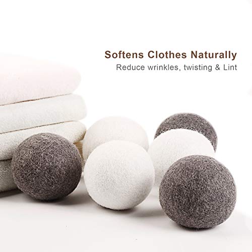 Wool Dryer Balls 6-Pack - Natural Fabric Softener, Organic Dryer Balls, XL Laundry Dryer Balls, 100% New Zealand Wool Handmade Balls-Reduce Wrinkles and Saves Drying Time, Alternative to Plastic Ball - Thumbnail 3