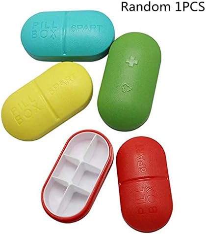 Merry Harry Portable Round Pill Box Organizer 6 Compartments Tablet Pill Box Holder for Olders Travel Home Use by TheBigThumb, Random Color