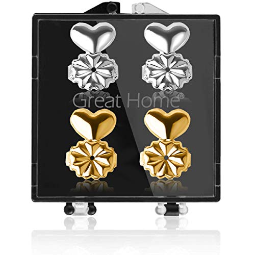 Earring Lifters Backs Secure Prime 2 Pairs Adjustable Hypoallergenic Ear Lobe Support Patches Gold Silver Rose Gold Color Replacements Earring Lifts Screw Backs Best Birthday Gift for Women