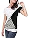 Allegra K Women Boat Neck Short Sleeve Color Block Tee Shirts, White, Small / US 6