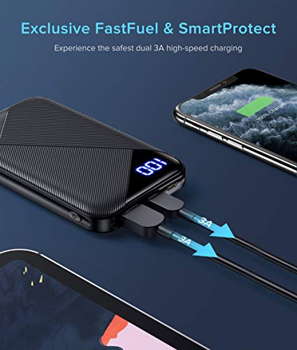 EAFU Portable Charger, LED Display Dual 3A High-Speed Power Bank with USB C, The Lightest 6000mAh External Phone Battery Pack Compatible with iPhone 12 11 Pro X 8 AirPods iPad Samsung S20 Google etc.