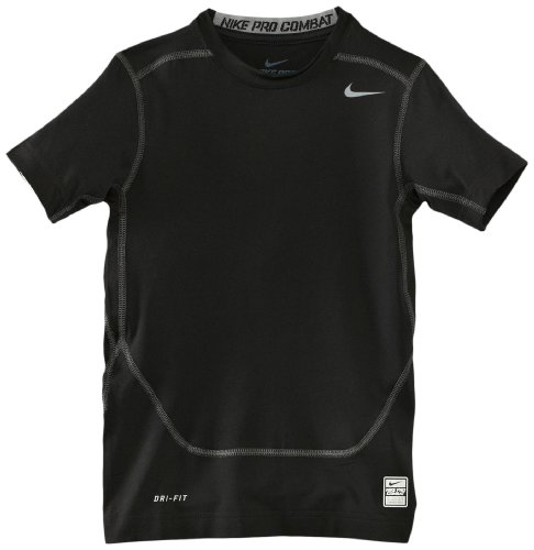NIKE Pro Core Compression Boy's Short Sleeve Top, Black, Age 8-10/S
