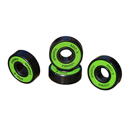 LOSENKA Professional Skateboard Bearings High-Speed Sliding Long-Board Bearings High-Precision ABEC-9 Chrome Steel Bearings, (8-Pack)