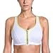SYROKAN Women's High Impact Front Zip Wirefree Supportive Sports Bra White & Green 40DD