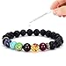ARMRA 7 Chakras Diffuser Bracelet Lava Stone 8mm Yoga Beads Essential Oils Bracelet with Transparent Dropper