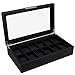 SONGMICS Mens Watch Box 12 Slots Large Luxury Carbon Fiber Display Case with Metal Buckle Black UJWB302H