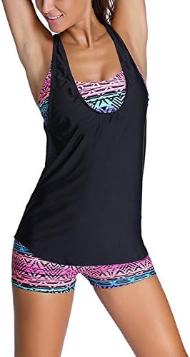 Haogo Womens 3 Pieces Tankini Swimsuit Set with Boyshort