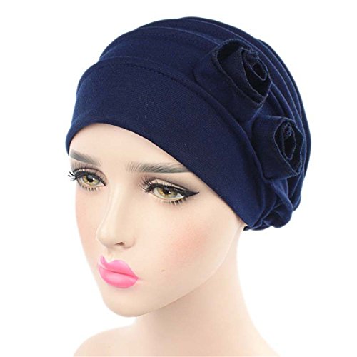 Qhome Women's Cotton Chemo Hat Stretchy Beanie Headscarf Turban Headwear for Cancer Patients