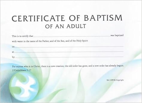 Certificate Of Adult Baptism Ba3 9780281047482 Amazon Com