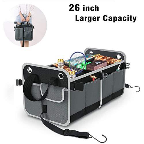 Balight Trunk Organizer for SUV Car, Heavy Duty Waterproof Nonslip with Handles and Straps Premium 26 inch Divisible Multi-compartments Cargo/Groceries Storage Box for Truck/Sedan, Large, Collapsible - Thumbnail 4