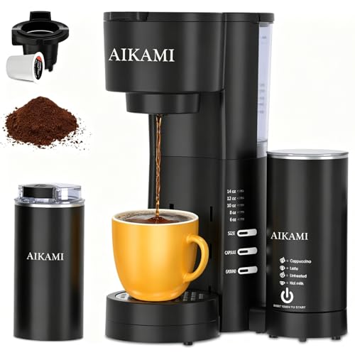 4-in-1 Coffee Maker with Milk Frother and Grinder