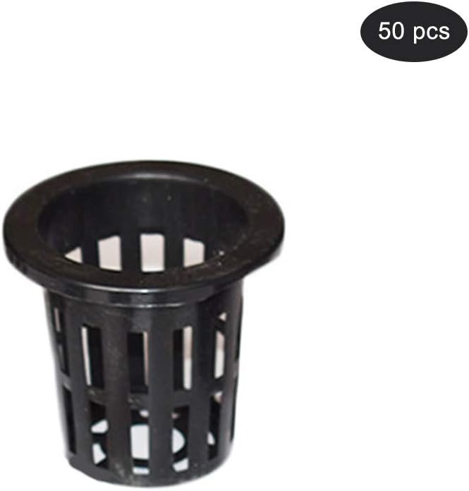 IHOMYIPET 50-Pack 1/2/3 inch Garden Slotted Mesh Net Cups, Plastic Plant Nursery Pots Heavy Duty Net Pots Wide Lip Bucket Basket for Hydroponics (B)