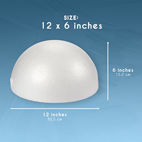 Juvale Half Sphere Foam Ball - Versatile DIY Craft Supply - Easy Customization of Foam Balls for Crafts & Art Supply for Floral Arrangements - Pack of 1, 12 x 12 x 6 in, White