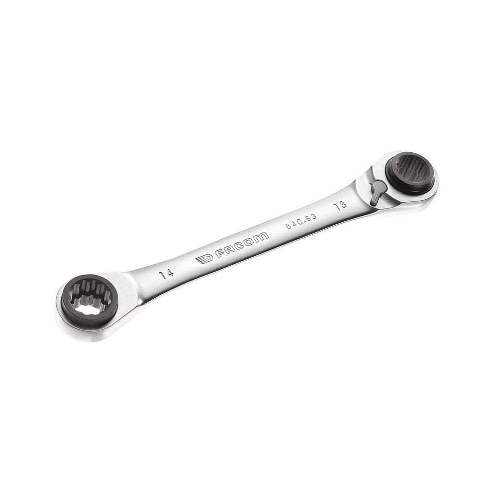 FACOM 64C.S3 - Metric Multi-Aperture Straight Ratchet Polyginal Wrench - 12x14mm 13x15mm