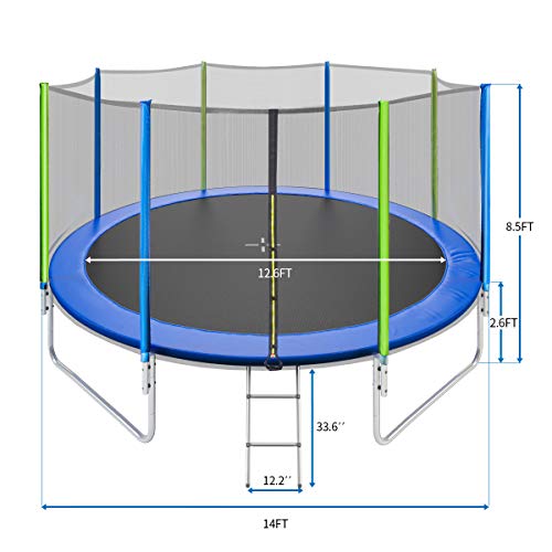 Merax 14FT Trampoline with Slide, with Ladder and Wind Stakes, Outdoor