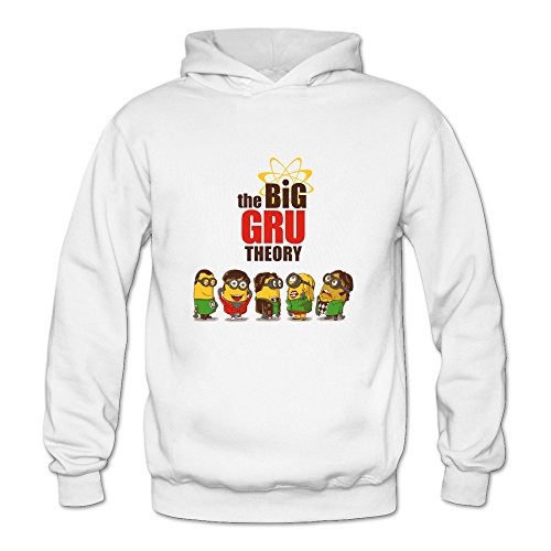 Crystal Men's The Big Minion Bang Theory Long Sleeve Hoodied Sweatshirt White US Size XXL