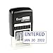 ExcelMark Entered - Self-Inking Rubber Date Stamp - Compact Size - Blue Ink