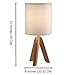 Light Accents Nightstand Table Lamp - with Natural Wooden Tripod Base with Linen Shade - Bedside Table Lamp