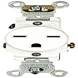 Leviton 5651-W 15 Amp, 250 Volt, Industrial Heavy Duty Grade, Single Receptacle, Straight Blade, Self Grounding, White