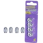 Majic Set of 4 Aluminum Metal Tire Stem Valve Caps for Cars, Truck Motorcycles & Bikes, Chrome/Silver Finish