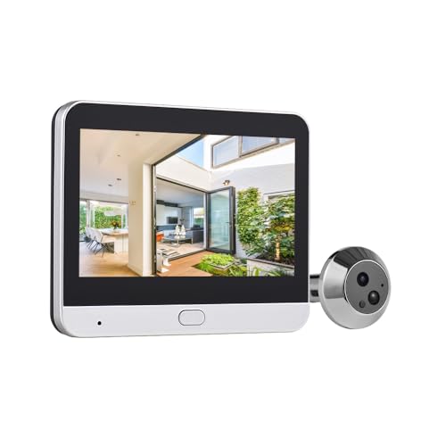 Irishom Wireless Video Doorbell with Peephole Camera 4.3-inch Display 2.4G WiFi APP 1080P 120° Visible Night Vision Peephole Camera with Auto-Sensing Motion Detection Surveillance Intercom