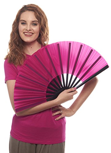 Chinese Nylon-Cloth Fan for Ladies, Fuchsia