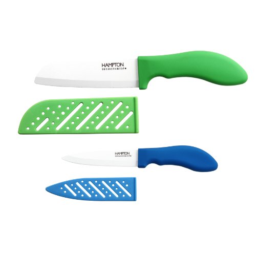 Hampton Forge Durac 2-Piece Dura-Ceramic Prep Knife Set with Blade Guard, Colorful Handles, HMC01C101PS