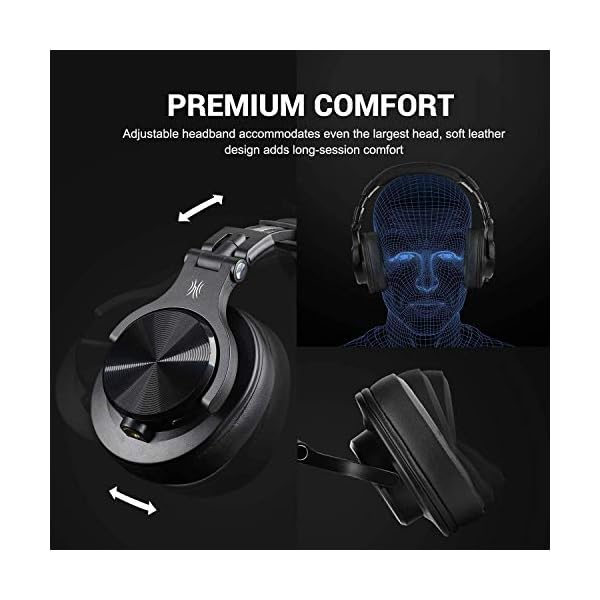OneOdio-A70-Bluetooth-Headphones-Over-Ear-50-Hrs-Playtime-Stereo-WirelessWired-Headset-with-CVC60-Mic-Professional-Studio-Monitor-Mixing-Headphones-for-TVPCPhone OneOdio A70 Bluetooth Headphones Over Ear, 72 Hrs Playtime, Monitor Level Stereo Sound Quality, Foldable Wireless&Wired…