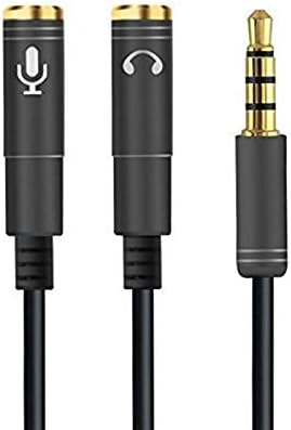 Advent Basics 3.5mm Jack Headphone+ Mic Audio Splitter for Speaker Headphone Laptop and More (Black) (3.5mm Splitter 2f Headphone + Mic)