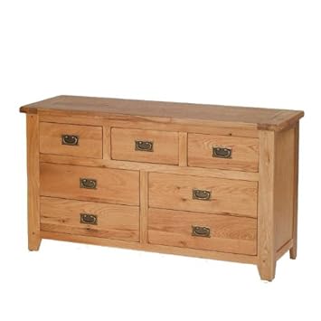 Rustic Oak 7 Drawer Wide Chest Of Drawers Furniture Amazon Co