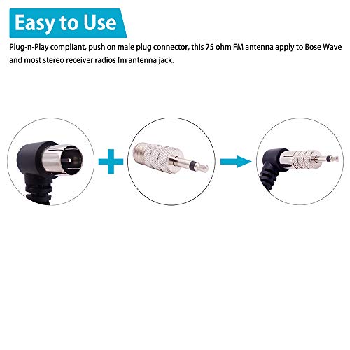 Fancasee Indoor 75 Ohm FM Antenna for Bose Wave Radio Stereo Receiver F Type Male Plug FM Antenna with 3.5mm Male Plug Jack Adapter Connector FM Radio Antenna