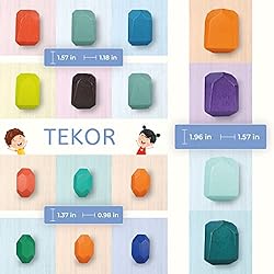 TEKOR 16 Pcs Wooden Stacking Rocks - Rainbow