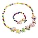 Spinnaker Collection Girls Flower Necklace and Bracelet Set Great for Kids - Childrens Accessories for Events, Play or a Costume with Pink, Green, Yellow and Blue Colors of Flowers and Beads.