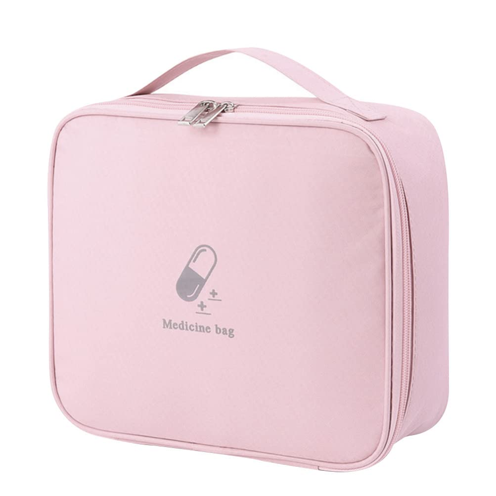 Bag Medication Organizer Emergency Empty Pouch Carrier Oxford Cloth Medical Bag Emergency Storage Bag Medicine Container Cosmetic Organizer Pink