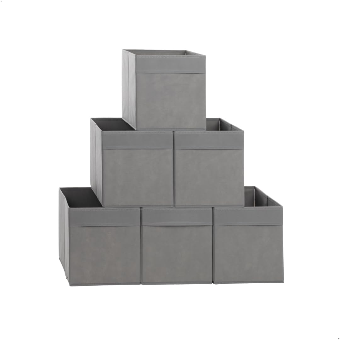 Struct Sense Storage Baskets, Cabinet Organizer, Storage System for Cabinet, Storage Boxes, Set of 6 Pieces, Grey