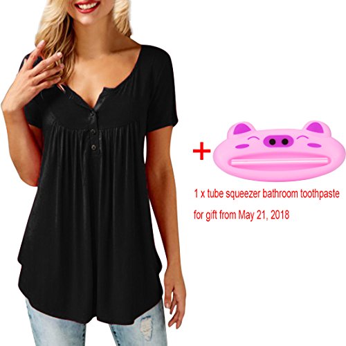 image for Paymenow Women V Neck Sexy Summer T Shirts Loose Short Sleeve Ruffled 