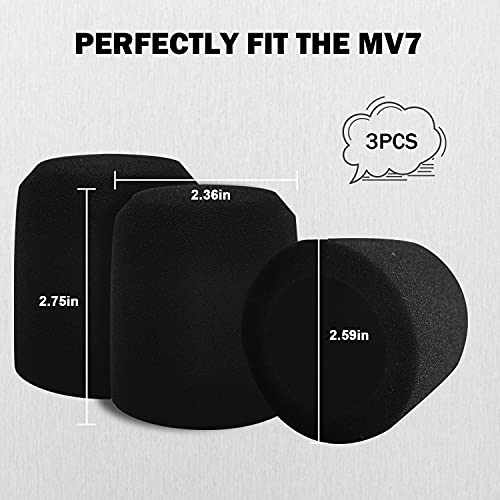 Boseen Microphone Foam Windscreen for Shure MV7, Mic Cover Microphone