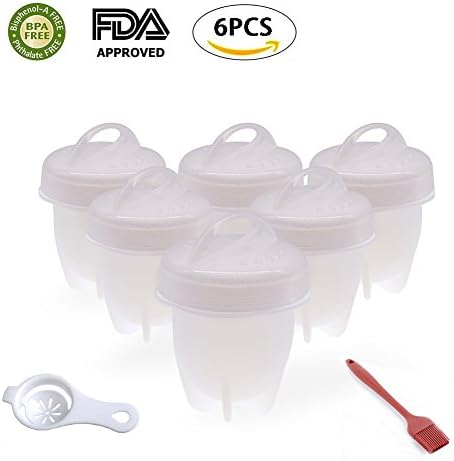 JINHOT 6PC Egglettes,Egg Cooker No Shell Non Stick Silicone Poacher Boiled Steamer As Seen On TV(White)