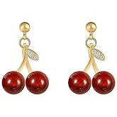 Leeniuniu Summer Red Cherry Stud Earrings Cute Fruit Earrings for Women Valentine Day Party Jewelry