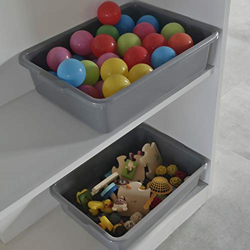 CadineUS Set of 4 Grey Plastic Tote Box, Commercial Bus Box Large, Plastic Dish Bin