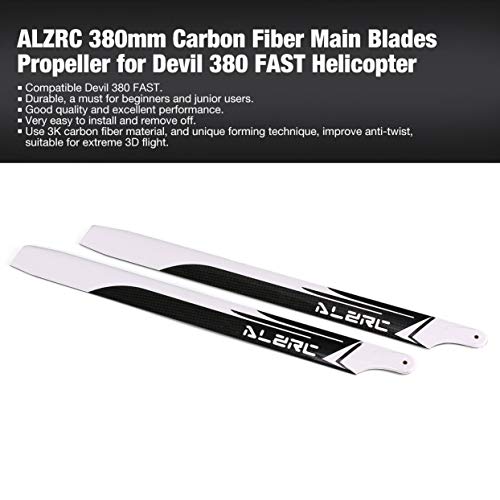 Lamijua ALZRC 380mm Carbon Fiber Main Blades Propeller Props for Devil 380 Fast Align Helicopter RC Drone Aircraft Parts Accessories