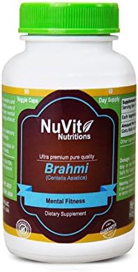 Nuvit Nutrition Brahmi Leaf Powder Capsules for Mental Alertness and Memory Support 45 Day Supply-Vegan