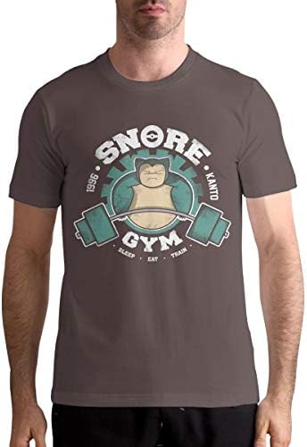 ThomLarryCA Snorlax Gym Classic Leisure Cotton T Shirts for Men Black